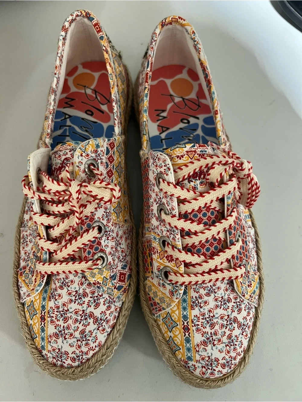 Women's Floral Espadrille Sneakers in Red, Yellow & Blue blowfish size 10 new!